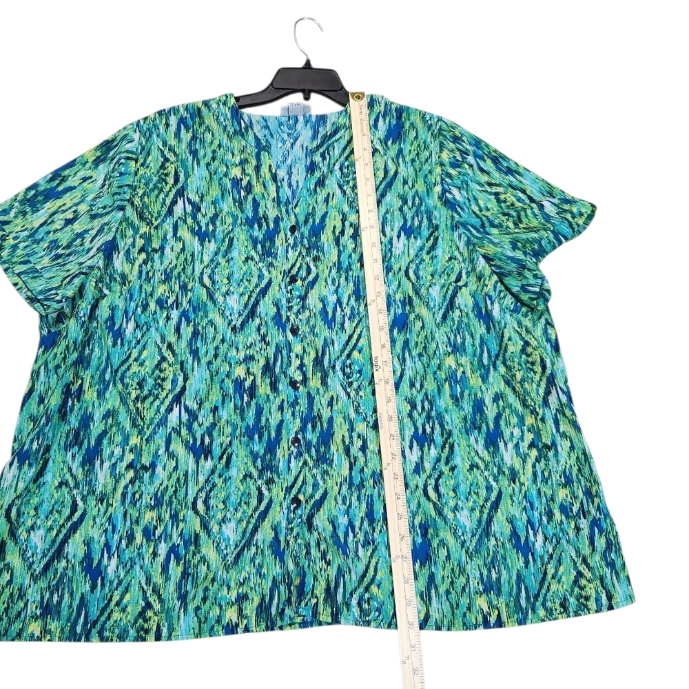 Catherines Green and Blue Abstract Blouse - Picture 5 of 5